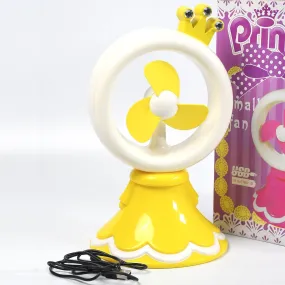 PRINCESS PORTABLE FAN BRIGHT COLOR DESKTOP OFFICE USB & BATTRY OPERATE FAN (Battery Not Include)