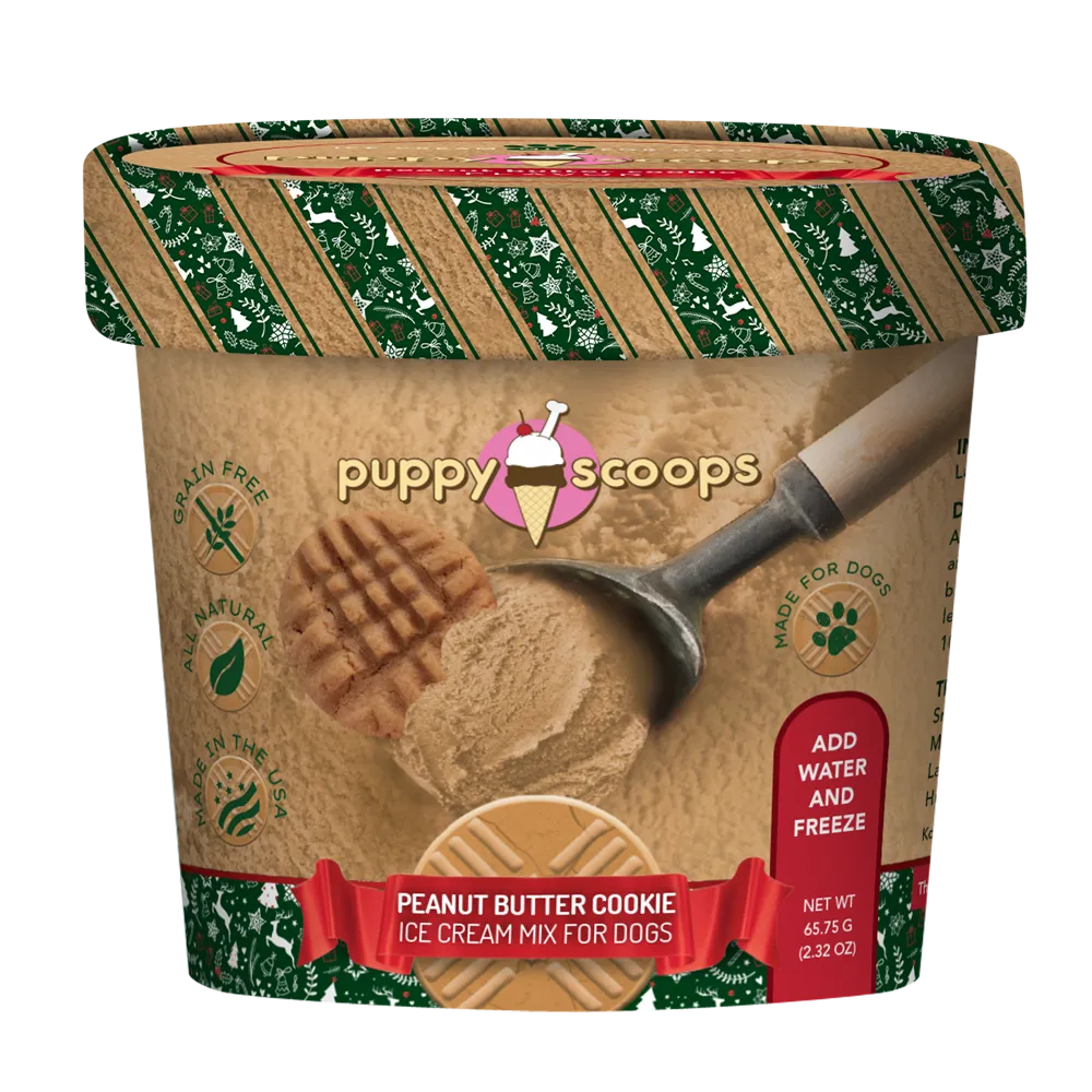 Puppy Scoops - Christmas Peanut Butter Cookie Ice Cream Mix for Dogs