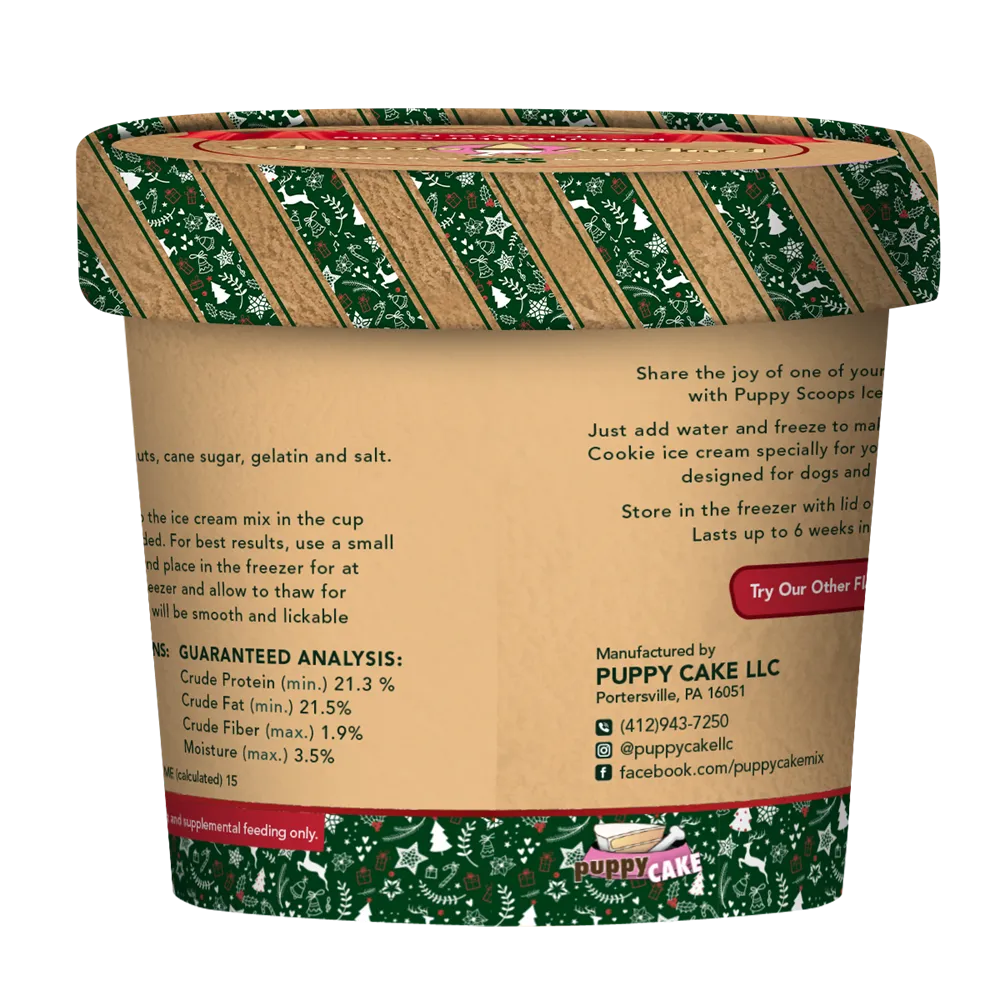 Puppy Scoops - Christmas Peanut Butter Cookie Ice Cream Mix for Dogs