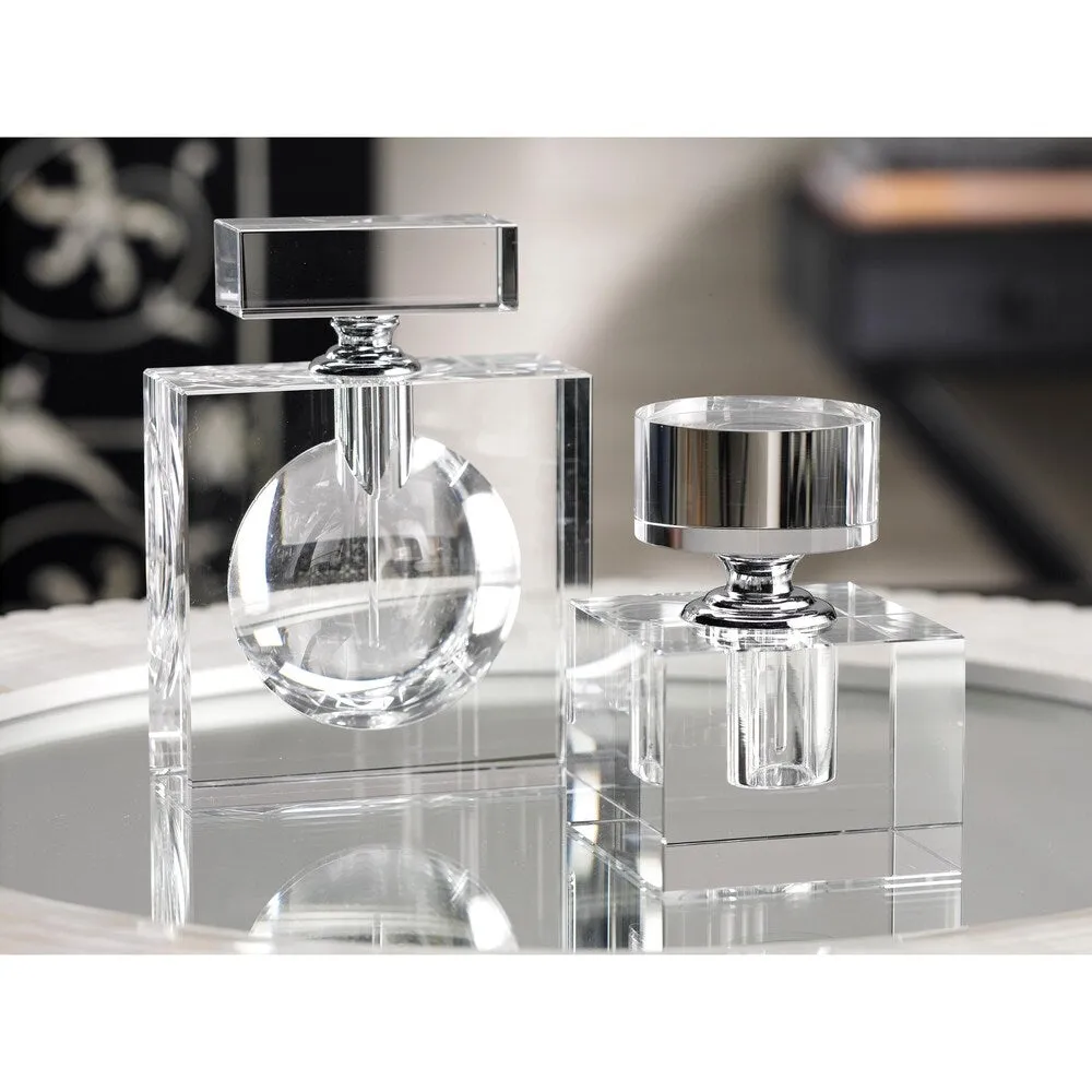 "Amari" 6" Tall Glass Perfume Bottle, Square Shaped