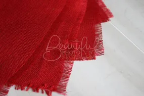 Red Burlap Blanket Photography Prop