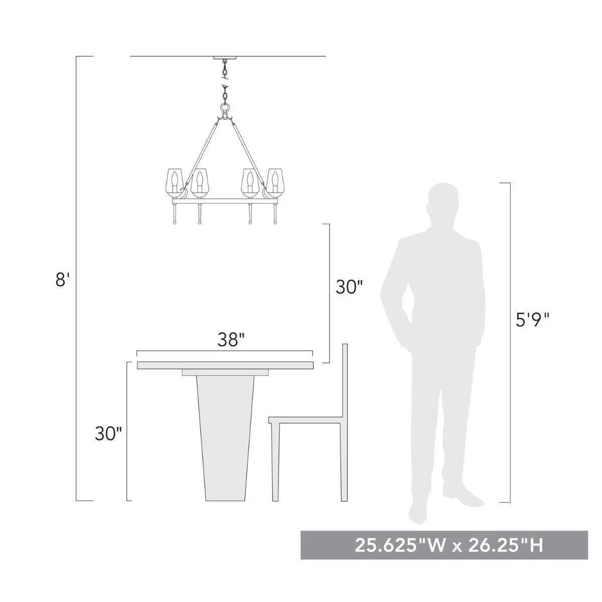 Regent 6 lights 26 in. Chandelier Textured White Finish