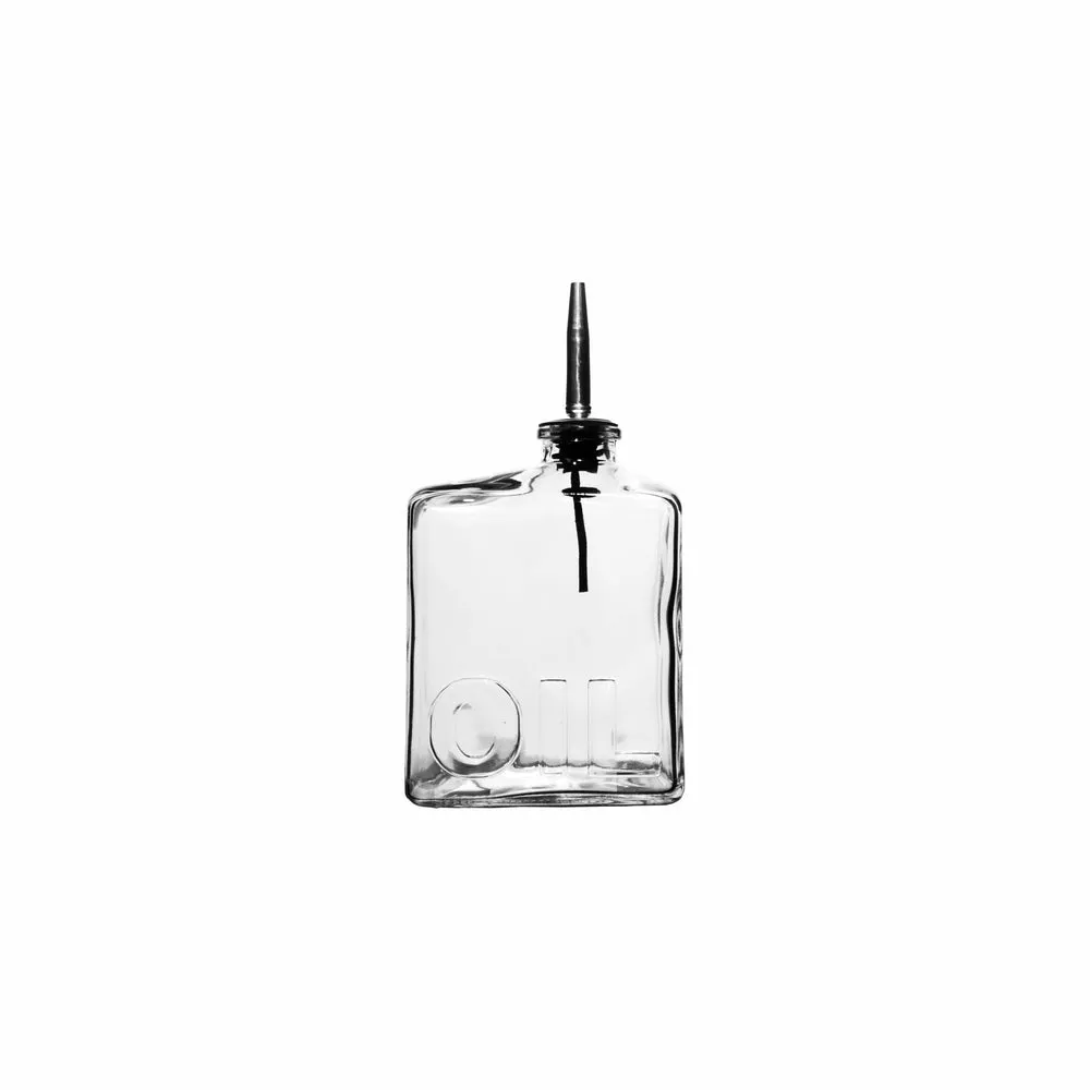 Regent Glass Rectangular Oil Bottle Embossed with Pourer 450ml 27160