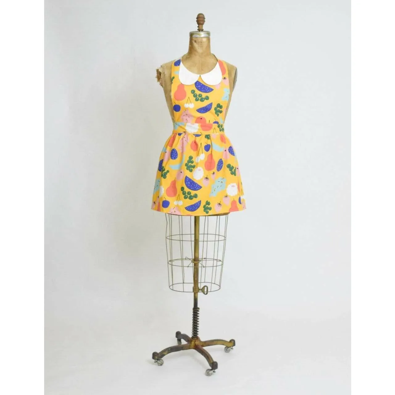 Retro Apron Yellow Fruits Print