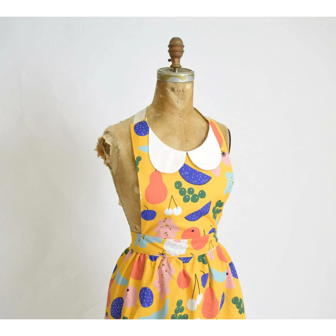 Retro Apron Yellow Fruits Print