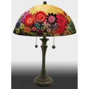 Rose Garden Reverse Hand Painted Glass Table or Floor Lamp by Jamie Barthel