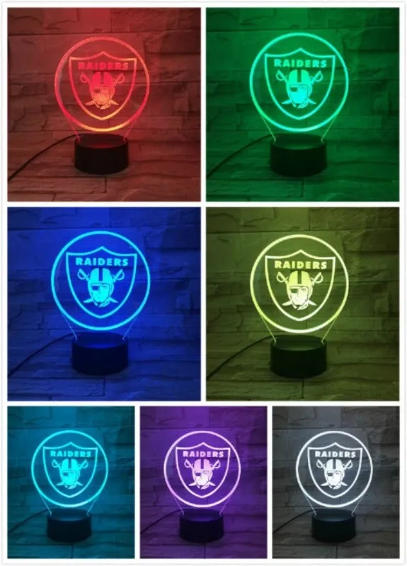 Rugby NFL 3D Oakland Raiders Night Lights 1/3/7/16 colors available