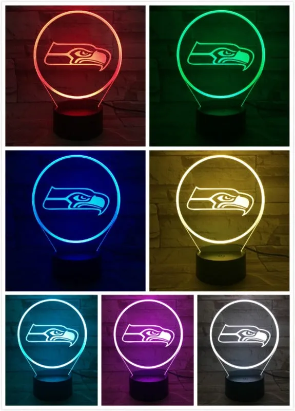 Rugby NFL Seahawks Seahawks logo 3D lamp 1/3/7/16 colors available