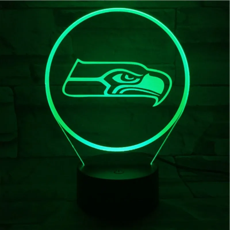 Rugby NFL Seahawks Seahawks logo 3D lamp 1/3/7/16 colors available