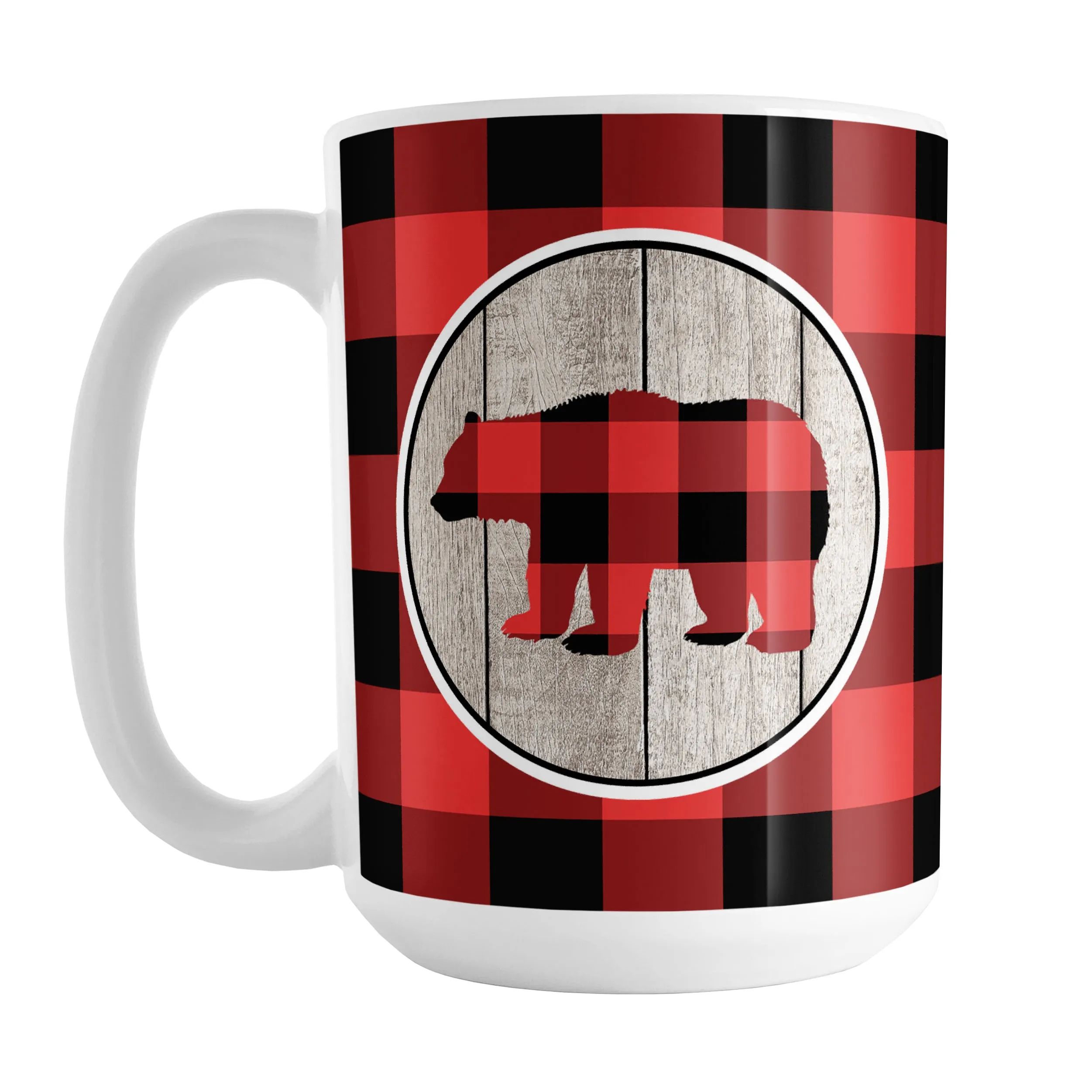 Rustic Red Buffalo Plaid Bear Mug