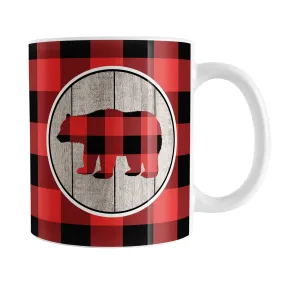 Rustic Red Buffalo Plaid Bear Mug