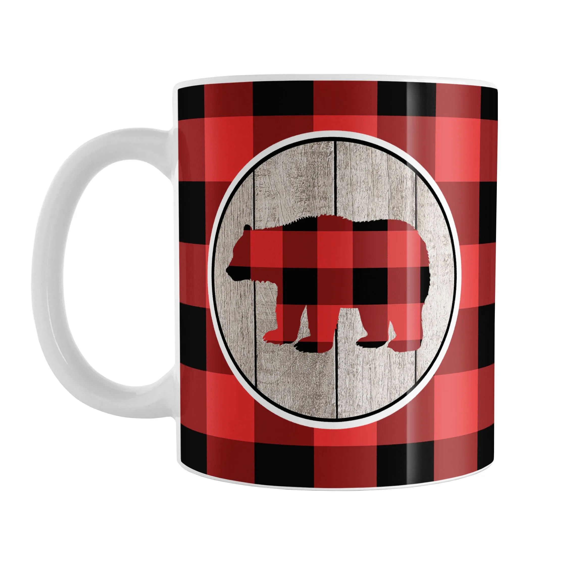 Rustic Red Buffalo Plaid Bear Mug