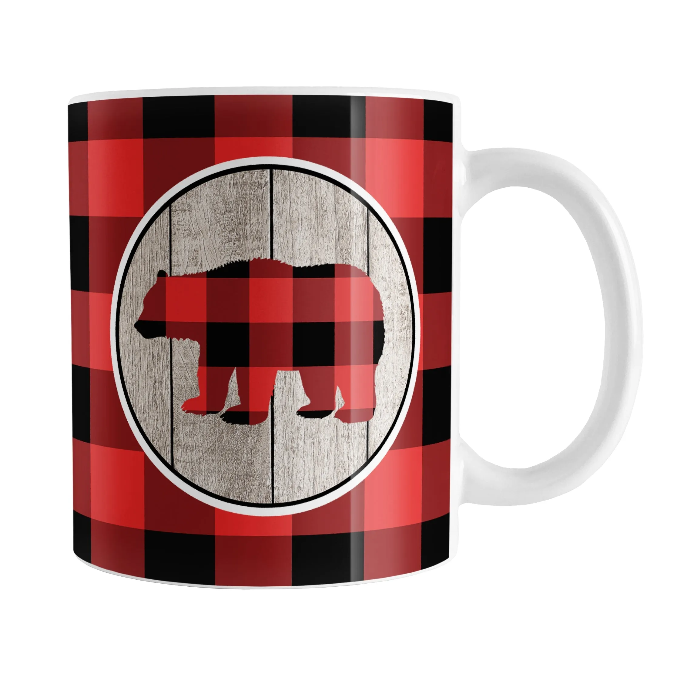 Rustic Red Buffalo Plaid Bear Mug