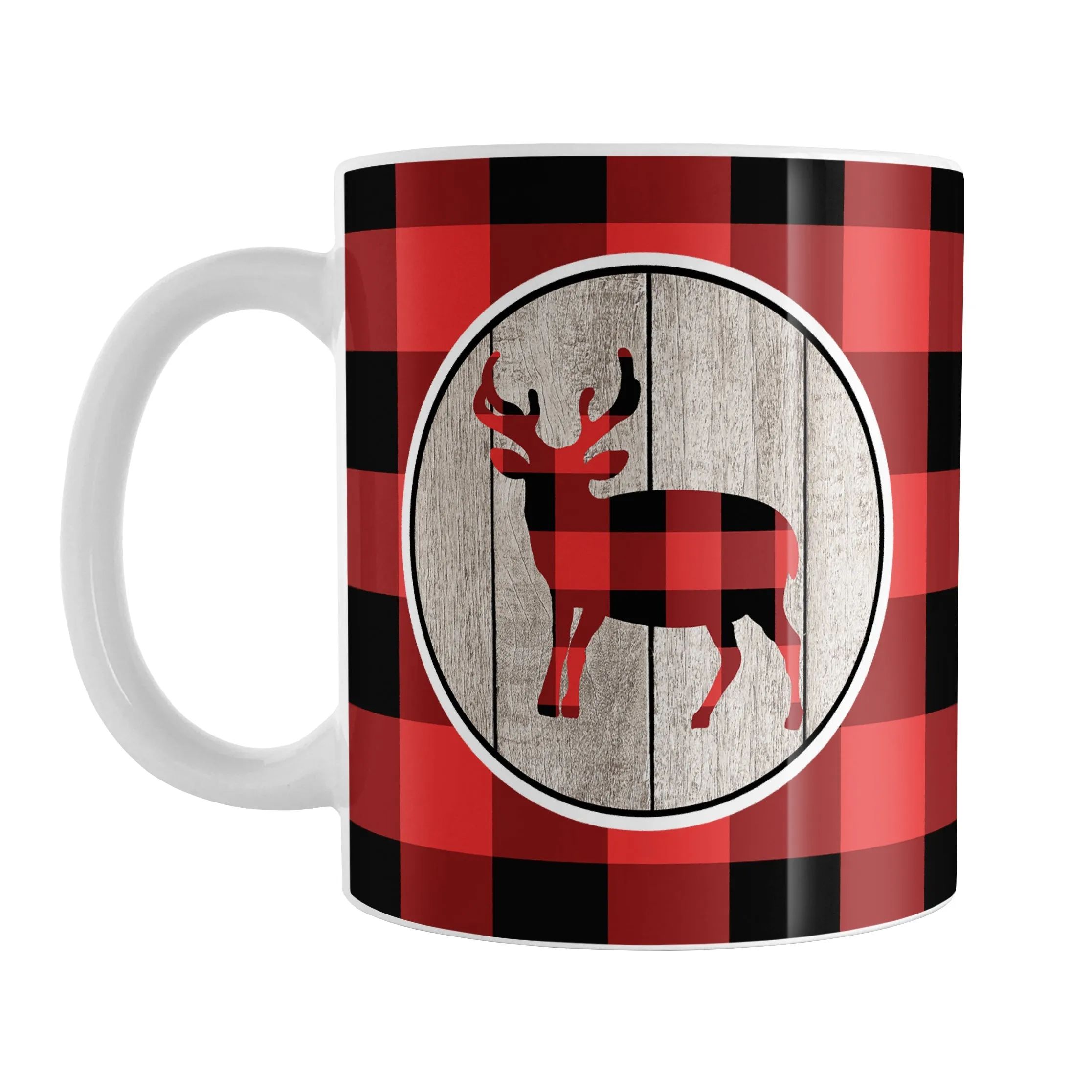 Rustic Red Buffalo Plaid Deer Mug