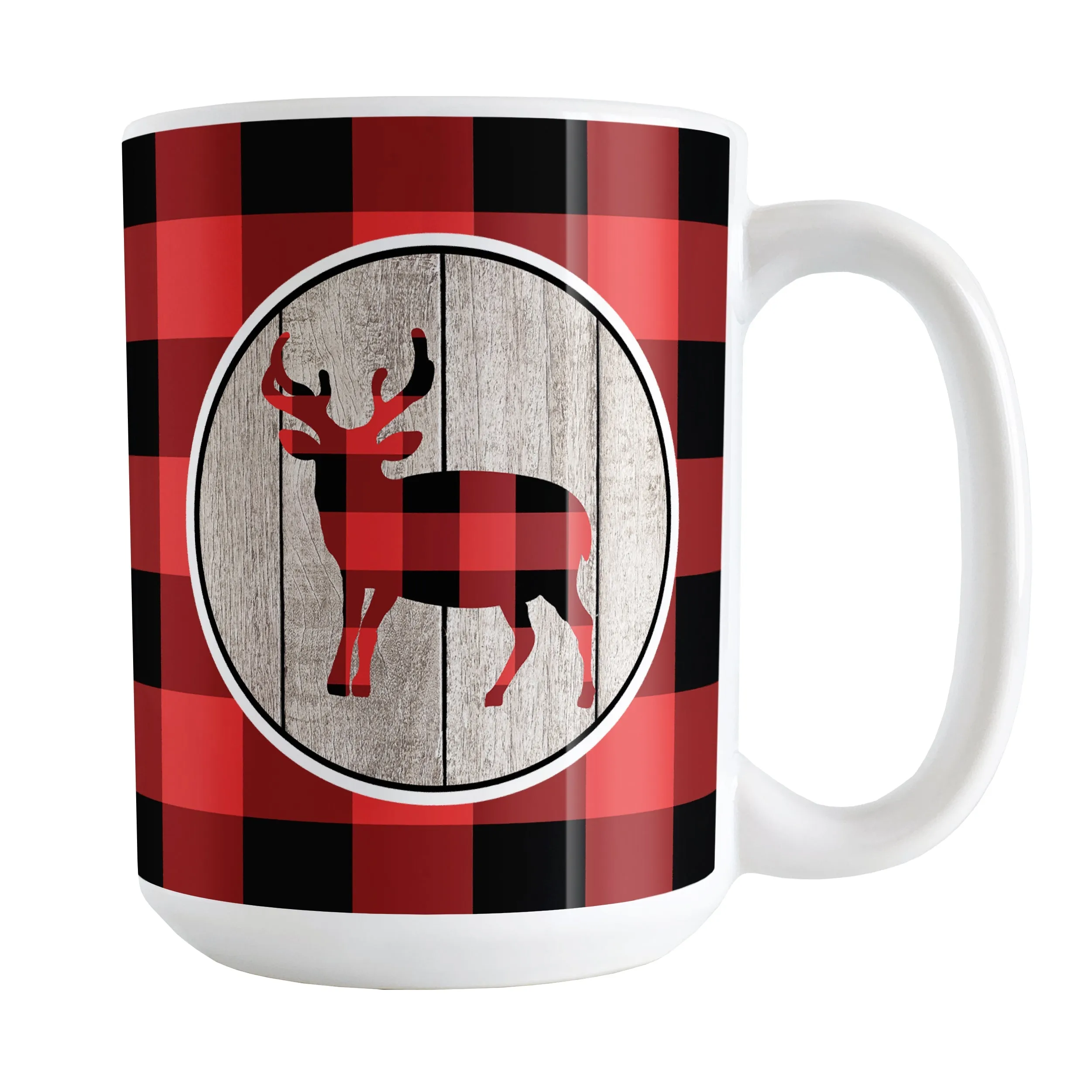 Rustic Red Buffalo Plaid Deer Mug