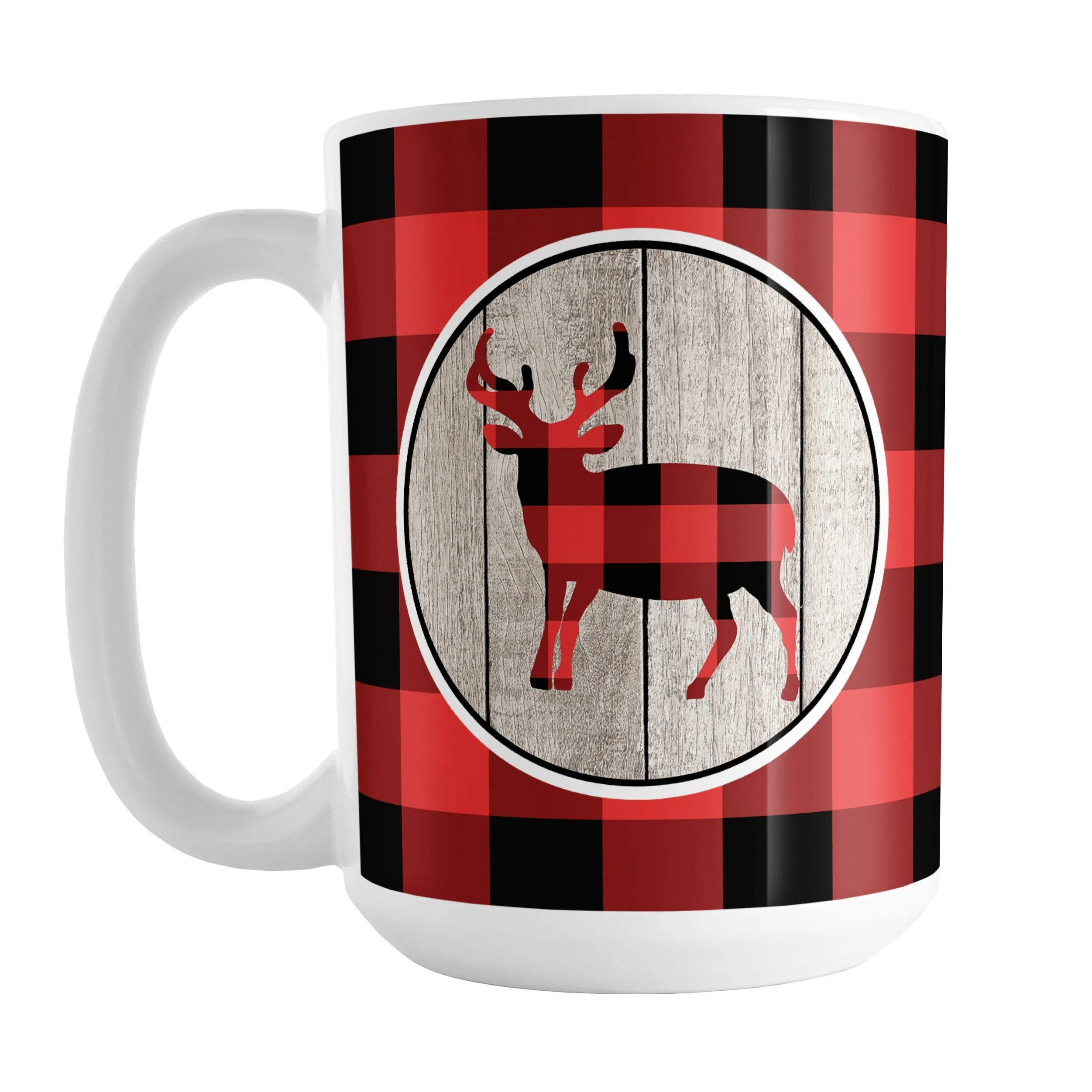 Rustic Red Buffalo Plaid Deer Mug