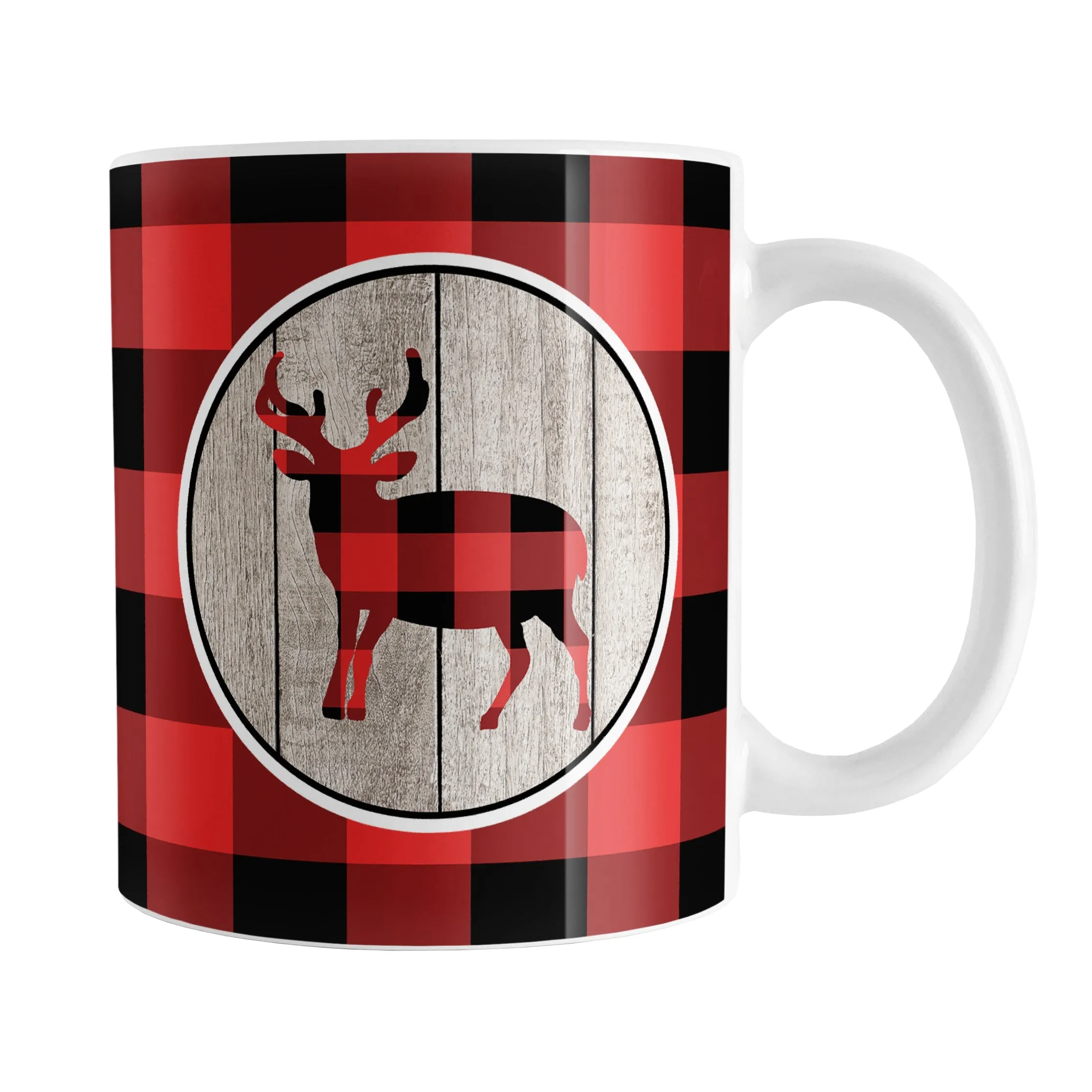 Rustic Red Buffalo Plaid Deer Mug