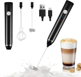 Rylan USB Rechargeable Electric Foam Maker - Handheld Milk Wand Mixer Frother for Hot Milk, Hand Blender Coffee, Egg Beater (Black)