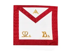 Senior Warden Scottish Rite Apron - Red Moire Gold Embroidery