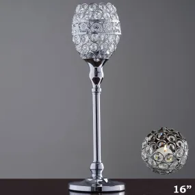 SET of 2 Crystal Beaded Candle Holder Goblet Votive Tealight Wedding Centerpiece  16" Tall