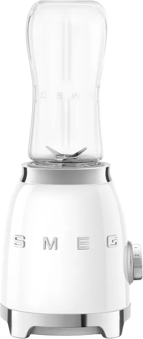 Smeg PBF01WHUK Retro 50s Personal Blender - 300W, 600ml, 2 Bottles-To-Go, White