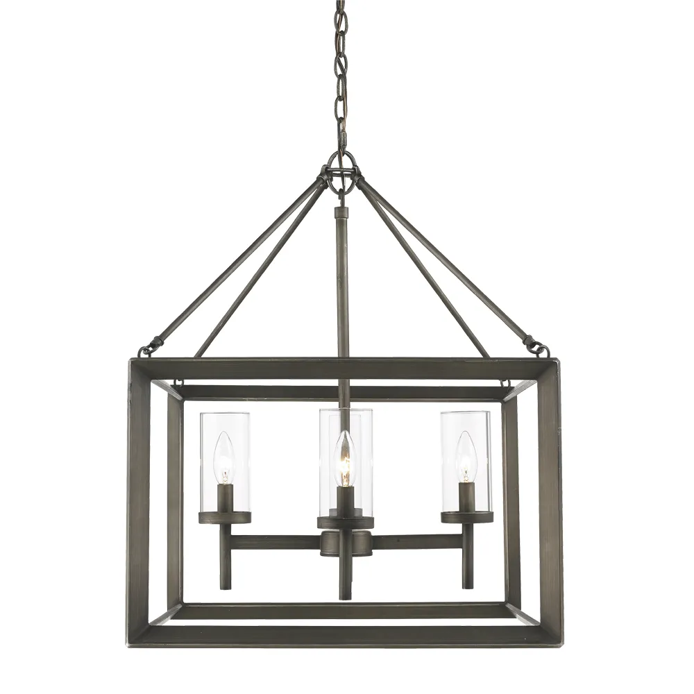 SMYTH 4 LIGHT CHANDELIER, GUNMETAL/BRONZE