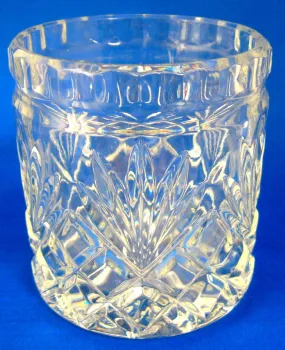 Spooner Waffle And Fan Pattern Lead Crystal USA 1940s Vase Cylinder Container