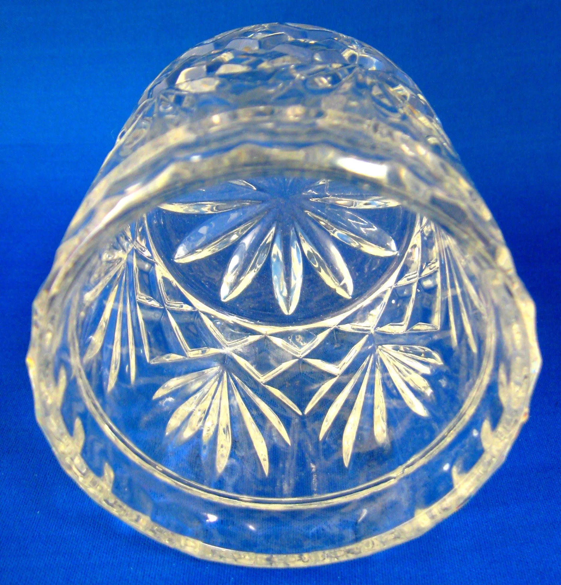 Spooner Waffle And Fan Pattern Lead Crystal USA 1940s Vase Cylinder Container