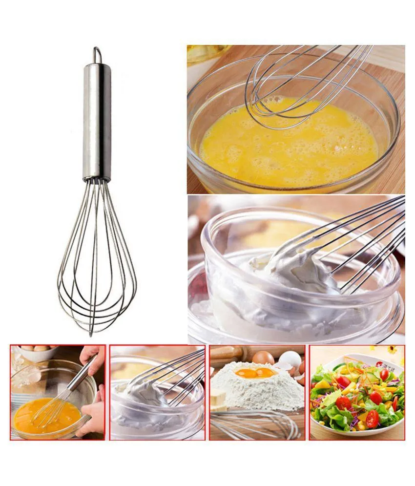 Stainless Steel Wire Balloon Whisk, Milk/Egg/Curd Beater Hand Mixer Blender