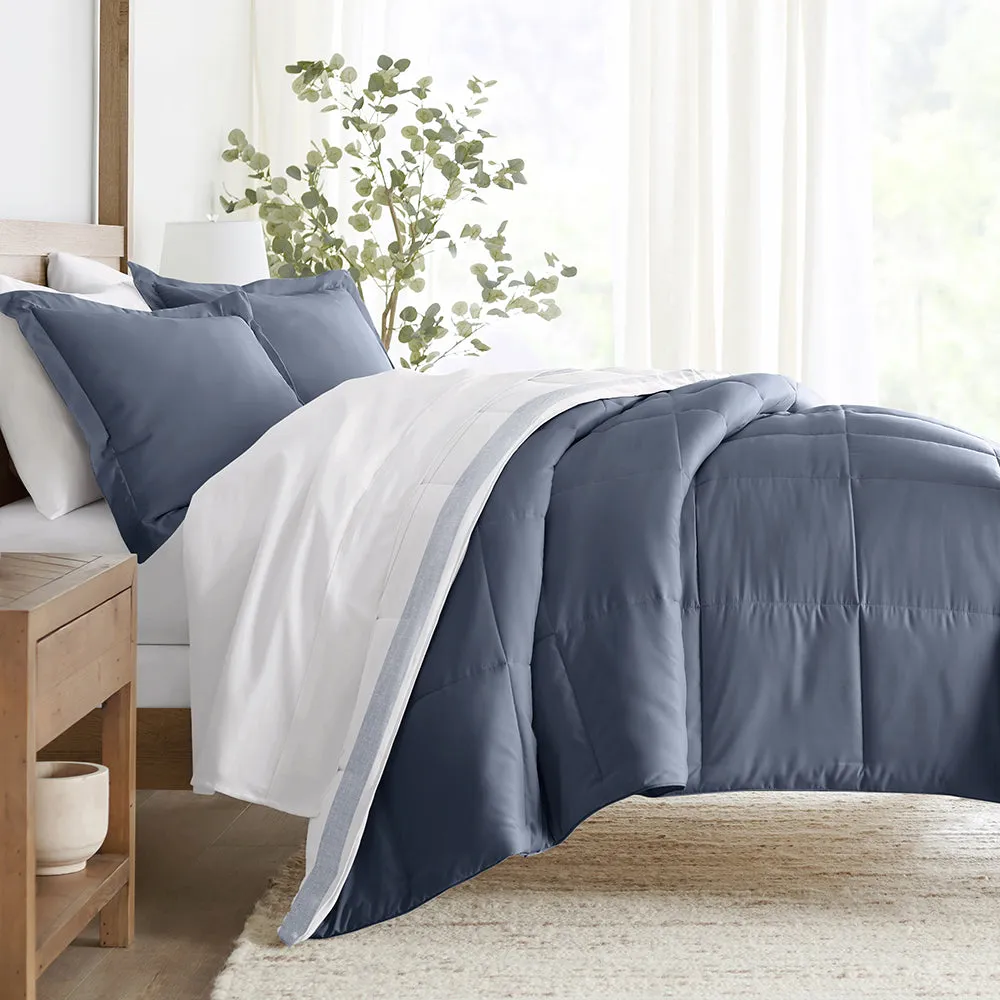 Stitched Stripe Reversible Down-Alternative Comforter Set