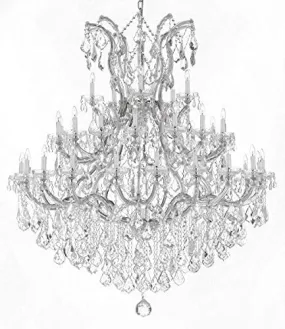 Swarovski Crystal Trimmed Chandelier Large Foyer / Entryway Maria Theresa Crystal Chandelier Lighting H 60" W 52" - Gb104-Silver/B12/2756/36 1Sw