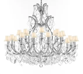 Swarovski Crystal Trimmed Chandelier Lighting Chandeliers H41"X W46" Great for the Foyer, Entry Way, Living Room, Family Room and More w/White Shades - A83-B62/CS/WHITESHADES/52/2MT/24 1SW