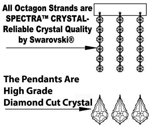 Swarovski Crystal Trimmed Chandelier Lighting Chandeliers H52" X W46" Dressed with Large, Luxe Crystals - Great for the Foyer, Entry Way, Living Room, Family Room and More w/Black Shades - A83-B90/BLACKSHADES/52/2MT/24 1SW