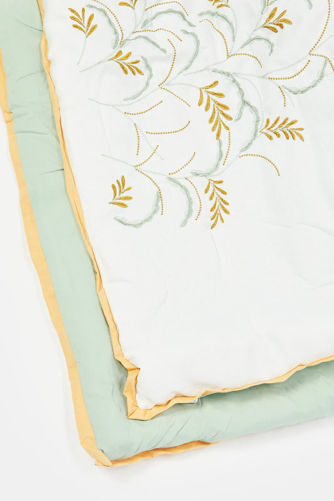 Teal 7 Piece Botanical Embroidery Comforter Set (King Size)