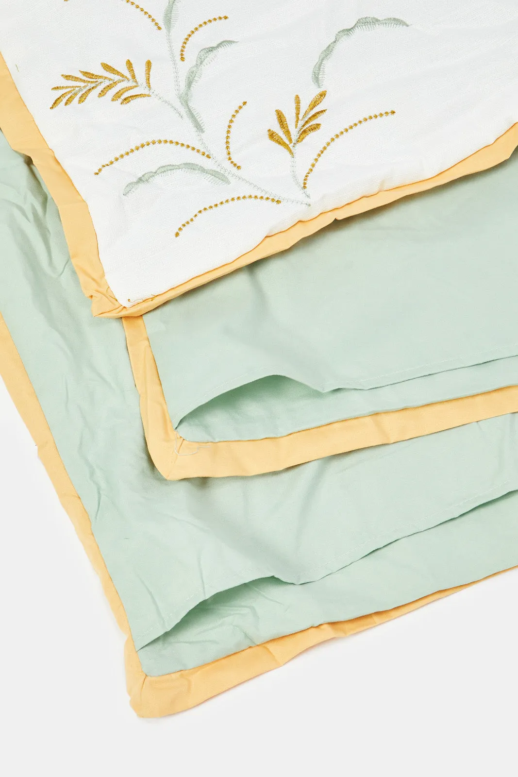 Teal 7 Piece Botanical Embroidery Comforter Set (King Size)