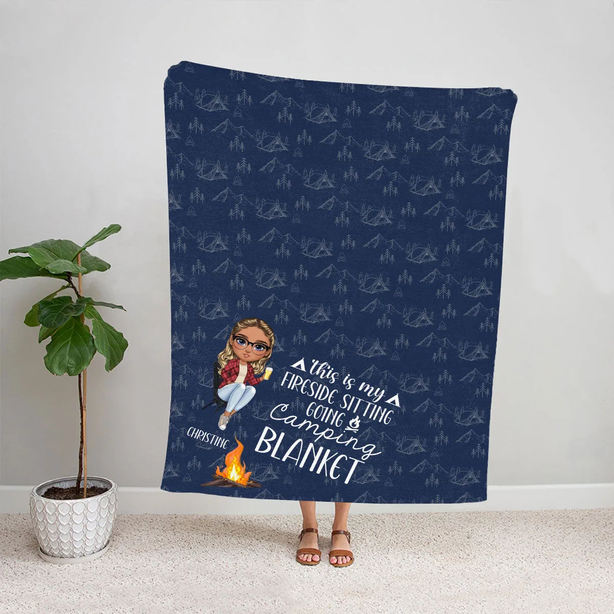 Teesdily | Campers Customized Throw Blanket Camping Life Travel Blanket Camping Lover Sherpa Fleece This Is My Fireside Sitting Going Camping Blanket