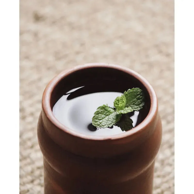 Terracotta Carafe and 2 tumblers with Wooden Lid