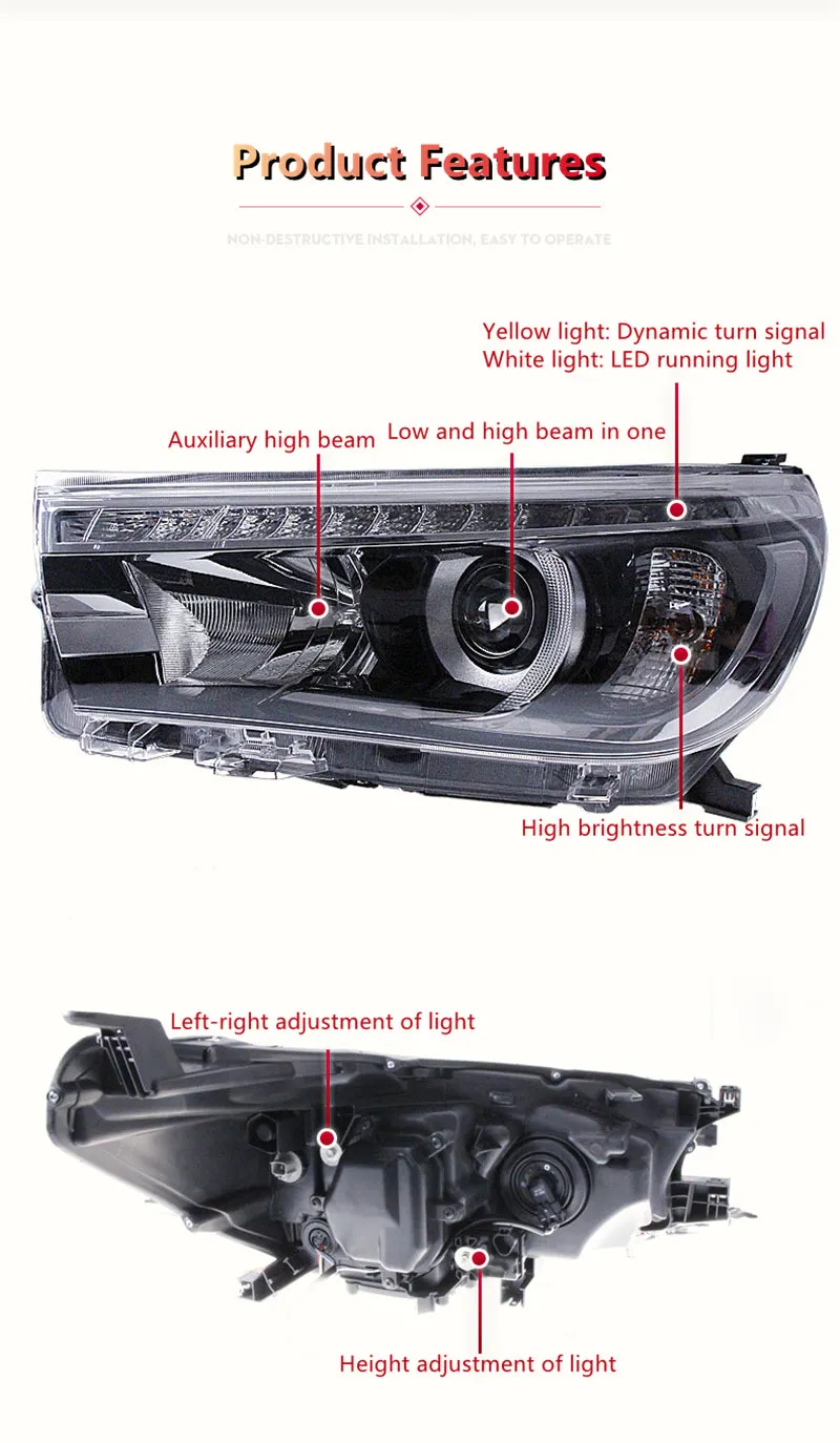 TOYOTA HILUX N80 LED HEADLIGHTS 2015-2019