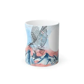 Watercolor owl and mountain 11oz Color Morphing Mug