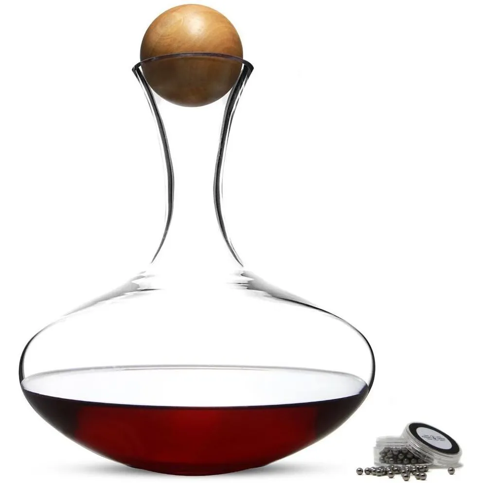 Wine Decanter Set with Wooden Stopper & Cleaning Balls - 2.5L