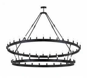 Wrought Iron Vintage Barn Metal Castile Two Tier Chandelier Chandeliers Industrial Loft Rustic Lighting W 70" H 66" - G7-3428/66